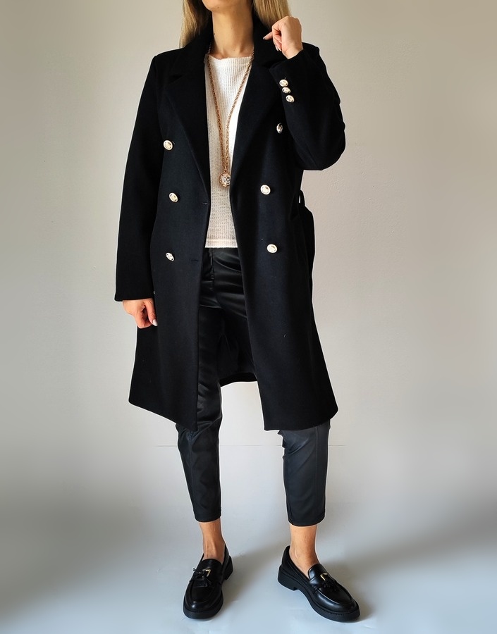 Παλτό με κουμπιά και ζώνη 4054 Εκρού cream Παλτό με κουμπιά και ζώνη 4054 Εκρού cream